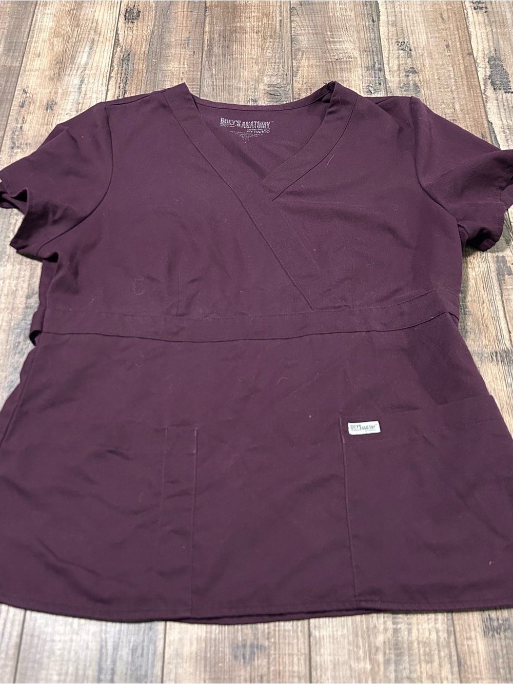 Grey’s Anatomy Scrub By Barco Mock Wrap Top Solid Pockets Size Large Medical